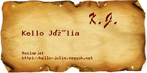 Kello Júlia névjegykártya